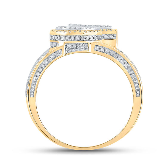 10k Two-tone Gold Mens Round Diamond Initial J Letter Ring 1-1/5 Cttw