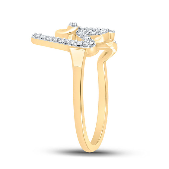 10k Yellow Gold Womens Round Diamond Love Fashion Ring 1/5 Cttw
