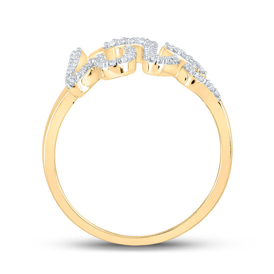 10k Yellow Gold Womens Round Diamond Love Fashion Ring 1/5 Cttw