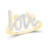 10k Yellow Gold Womens Round Diamond Love Fashion Ring 1/5 Cttw