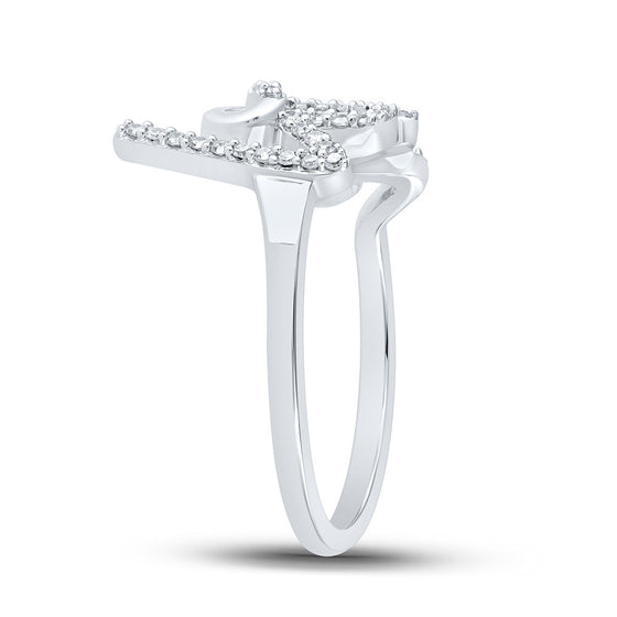 10k White Gold Womens Round Diamond Love Fashion Ring 1/5 Cttw