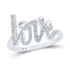 10k White Gold Womens Round Diamond Love Fashion Ring 1/5 Cttw