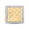 10k Yellow Gold Mens Round Diamond Nugget Square Ring 7/8 Cttw