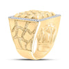 10k Yellow Gold Mens Round Diamond Nugget Square Ring 7/8 Cttw