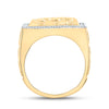 10k Yellow Gold Mens Round Diamond Nugget Square Ring 7/8 Cttw