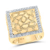 10k Yellow Gold Mens Round Diamond Nugget Square Ring 7/8 Cttw