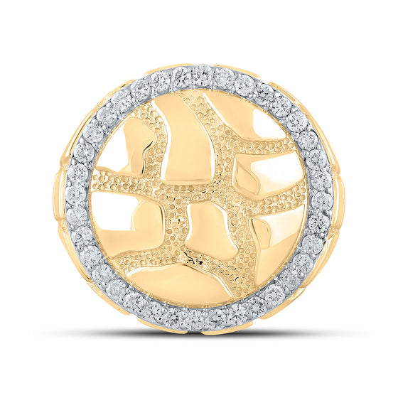 10k Yellow Gold Mens Round Diamond Nugget Circle Ring 3/4 Cttw
