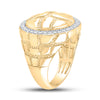 10k Yellow Gold Mens Round Diamond Nugget Circle Ring 3/4 Cttw