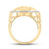 10k Yellow Gold Mens Round Diamond Nugget Circle Ring 3/4 Cttw