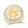 10k Yellow Gold Mens Round Diamond Nugget Circle Ring 3/4 Cttw