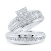 10k White Gold His Hers Round Diamond Square Matching Wedding Set 1/2 Cttw