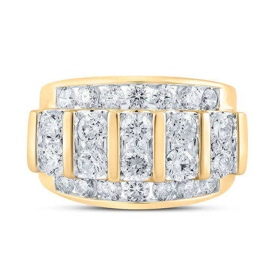 14k Yellow Gold Mens Round Diamond Band Ring 4 Cttw
