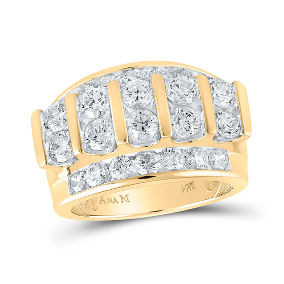 14k Yellow Gold Mens Round Diamond Band Ring 4 Cttw