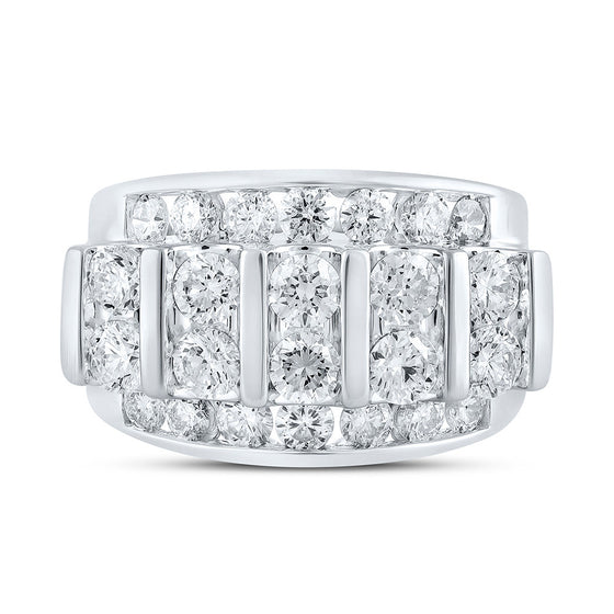 14k White Gold Mens Round Diamond Band Ring 4 Cttw