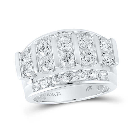 14k White Gold Mens Round Diamond Band Ring 4 Cttw