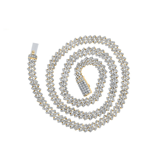 10k Yellow Gold Mens Round Diamond 24-inch Link Chain Necklace 22-1/3 Cttw