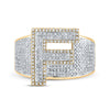 10k Two-tone Gold Mens Round Diamond F Initial Letter Ring 1 Cttw
