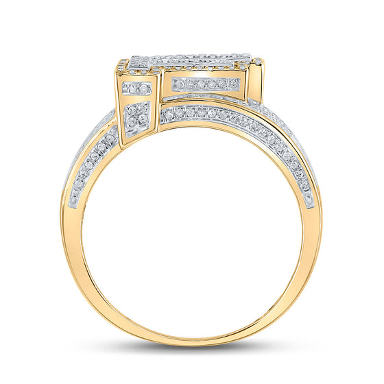 10k Two-tone Gold Mens Round Diamond F Initial Letter Ring 1 Cttw