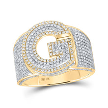  10k Two-tone Gold Mens Round Diamond G Initial Letter Ring 1 Cttw