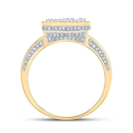 10k Two-tone Gold Mens Round Diamond I Initial Letter Ring 1-1/5 Cttw