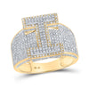 10k Two-tone Gold Mens Round Diamond I Initial Letter Ring 1-1/5 Cttw