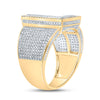 10k Two-tone Gold Mens Round Diamond L Initial Letter Ring 1-1/5 Cttw