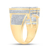 10k Two-tone Gold Mens Round Diamond N Initial Letter Ring 1-1/5 Cttw