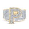 10k Two-tone Gold Mens Round Diamond P Initial Letter Ring 1 Cttw
