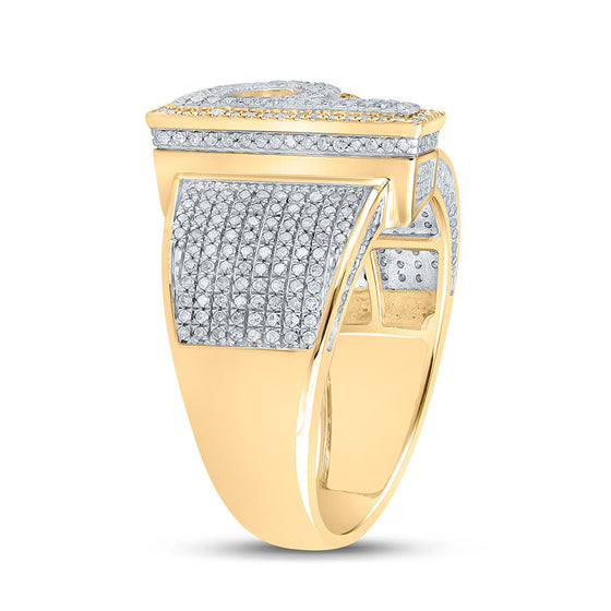 10k Two-tone Gold Mens Round Diamond P Initial Letter Ring 1 Cttw