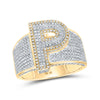 10k Two-tone Gold Mens Round Diamond P Initial Letter Ring 1 Cttw