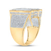10k Two-tone Gold Mens Round Diamond R Initial Letter Ring 1-1/4 Cttw