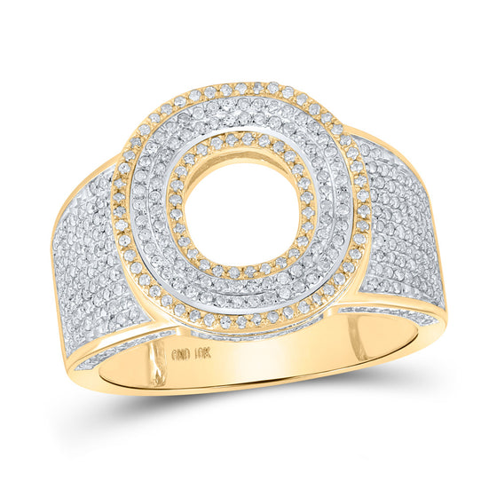 10k Two-tone Gold Mens Round Diamond O Initial Letter Ring 1 Cttw