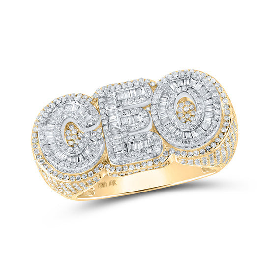 10k Two-tone Gold Mens Baguette Diamond CEO Ring 2 Cttw