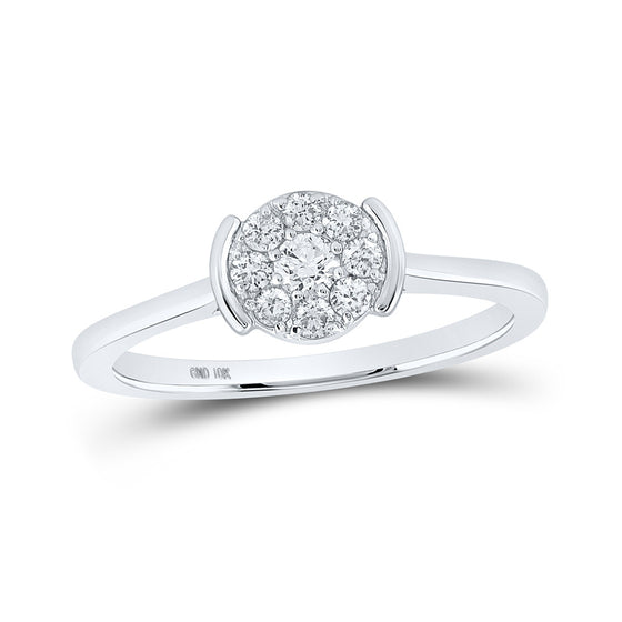 10k White Gold Womens Round Diamond Cluster Ring 1/4 Cttw