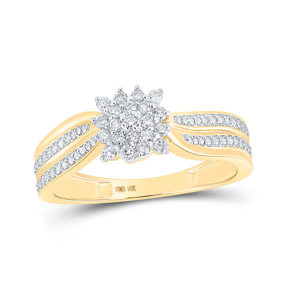 10k Yellow Gold Womens Round Diamond Cluster Ring 1/5 Cttw