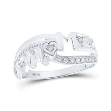  10k White Gold Womens Round Diamond Mom Ring 1/10 Cttw