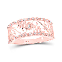  10k Rose Gold Womens Round Diamond Mom Band Ring 1/10 Cttw