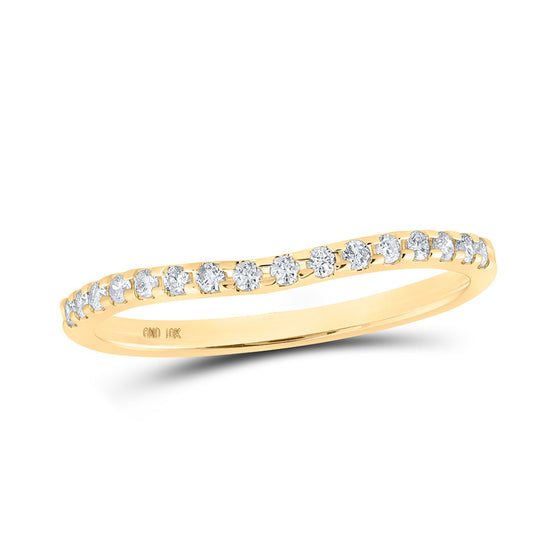10k Yellow Gold Womens Round Diamond Curved Band Ring 1/6 Cttw
