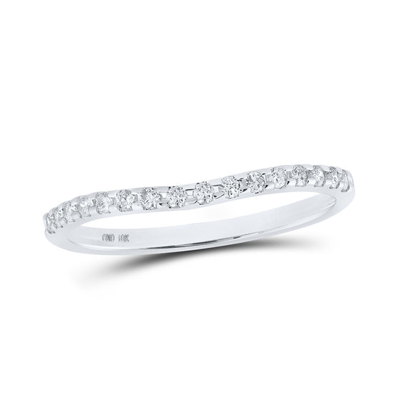 10k White Gold Womens Round Diamond Curved Band Ring 1/6 Cttw