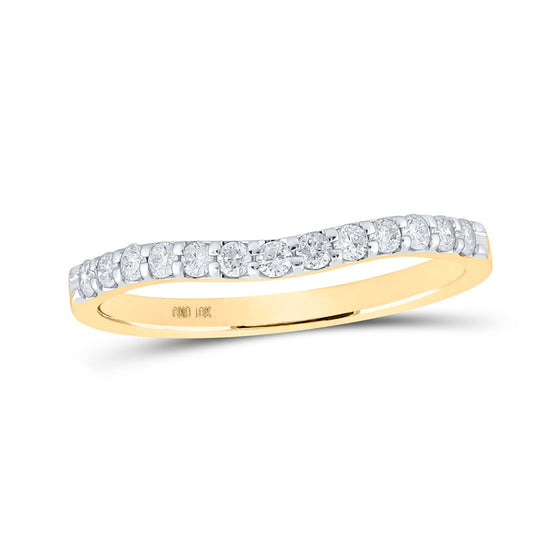 10k Yellow Gold Womens Round Diamond Curved Band Ring 1/4 Cttw