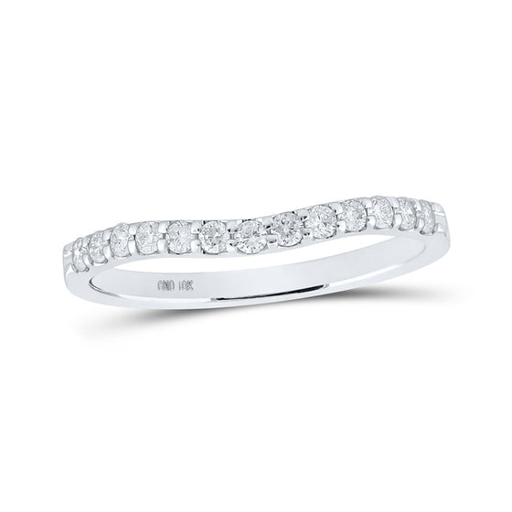 10k White Gold Womens Round Diamond Curved Band Ring 1/4 Cttw