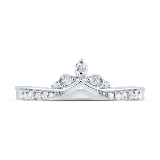10k White Gold Womens Round Diamond Chevron Band Ring 1/8 Cttw