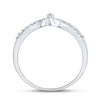 10k White Gold Womens Round Diamond Chevron Band Ring 1/8 Cttw