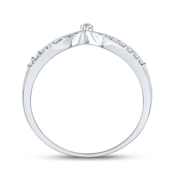 10k White Gold Womens Round Diamond Chevron Band Ring 1/8 Cttw