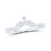 10k White Gold Womens Round Diamond Chevron Band Ring 1/8 Cttw