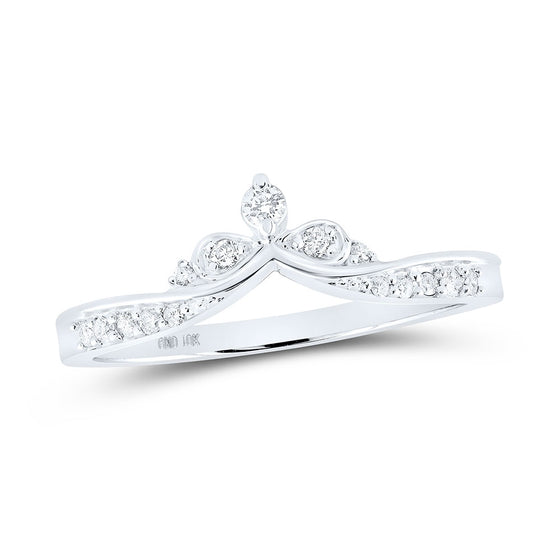 10k White Gold Womens Round Diamond Chevron Band Ring 1/8 Cttw