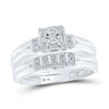 10k White Gold His Hers Round Diamond Square Matching Wedding Set 1/3 Cttw