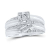 10k White Gold His Hers Round Diamond Square Matching Wedding Set 1/3 Cttw