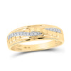 10k Yellow Gold His Hers Round Diamond Square Matching Wedding Set 1/2 Cttw