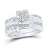 10k White Gold His Hers Round Diamond Square Matching Wedding Set 1/2 Cttw